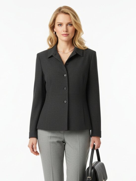Rena Rowan Jackets & Blazers - Rena Rowan Wool Dark Charcoal Gray Long Sleeve Blazer Jacket 12